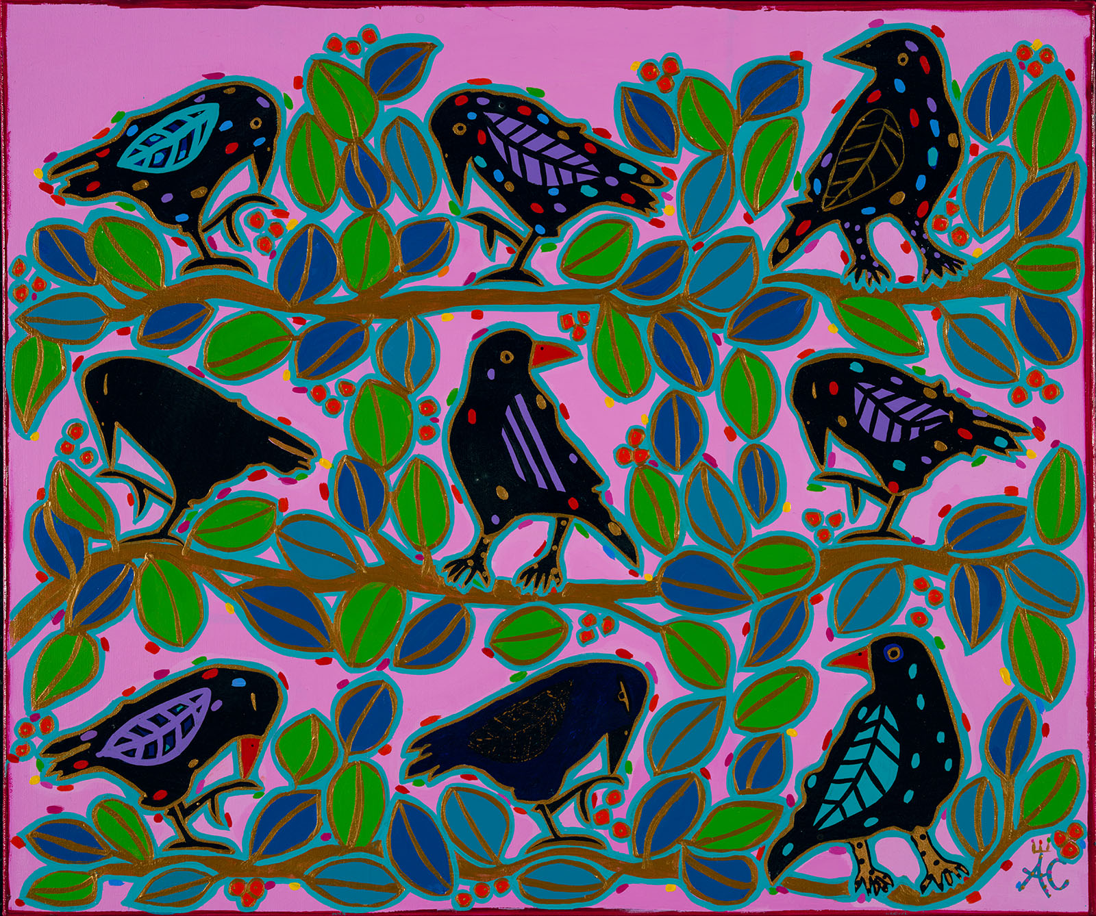 Chartrand - Bird nation pink sky in the morning 342 - 20x24 - 480$